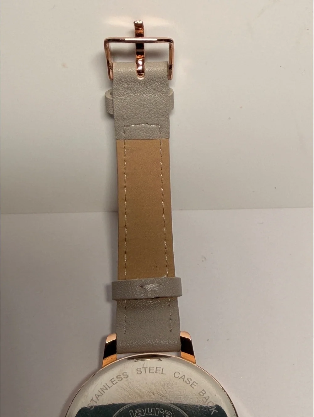 Laura Ashley Women's Floral Dial Watch Rose Gold with Beige Leather Strap